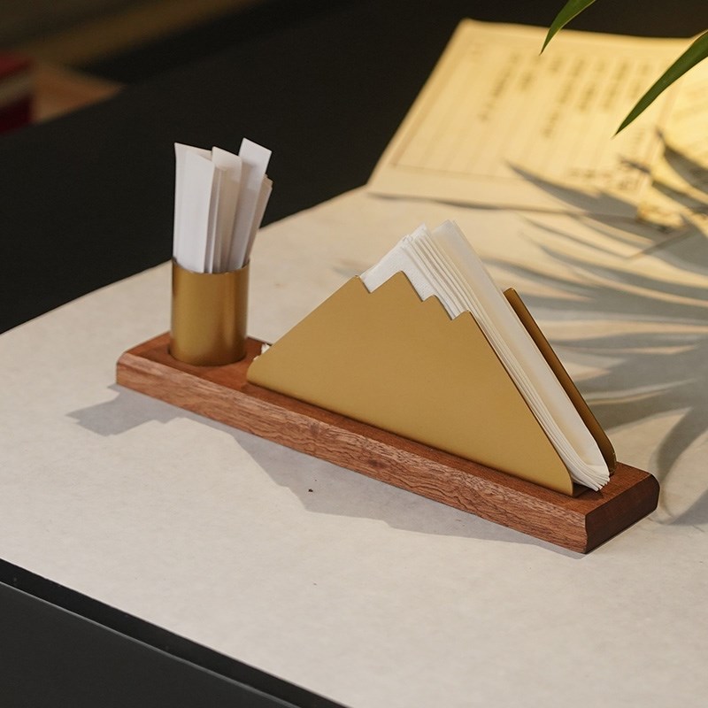 实木牙签筒纸巾架k二合一 高级立式纸巾盒 餐厅咖啡厅酒店定制LOG