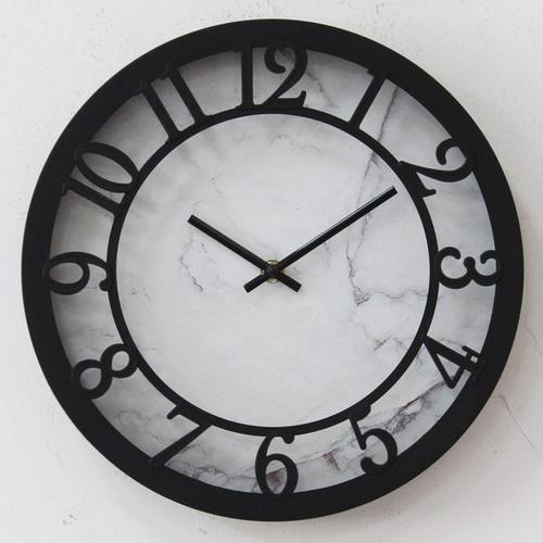 北欧装饰挂钟创意无声时钟圆形客厅卧室静音挂表石英钟12寸挂墙表