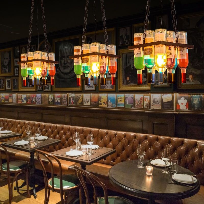 复古酒吧吧台个性创意清吧餐厅咖啡厅长方形N装饰玻璃酒瓶吊灯灯