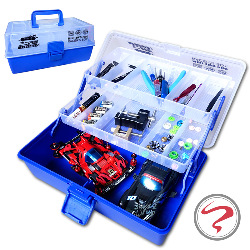 田宫迷你四驱车配件 战龙四驱透明手提三层工P具箱 台式收纳储物