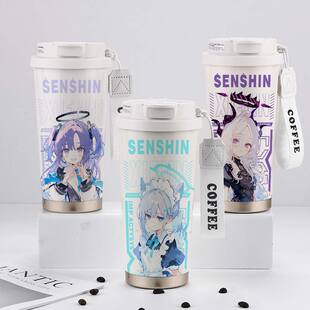 蔚蓝档案周边保温杯优香砂狼白子日奈二次元大容量儿童不锈钢水杯