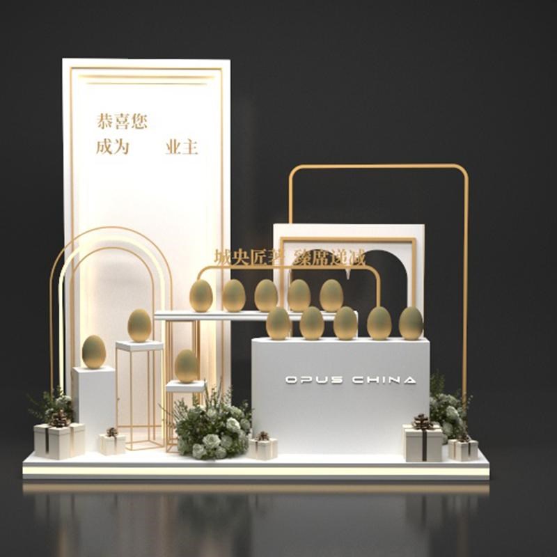 样品屋展示中心美陈装饰房地产t展厅布置砸金蛋台4S店礼品货架交