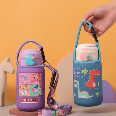 通用Uooha 随行双饮500ml保温杯套儿童便携可爱水杯两用保护套