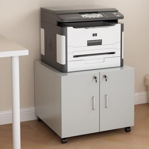 木质办公文件储物柜打印机柜子复印机工作台底座落地移动置物柜