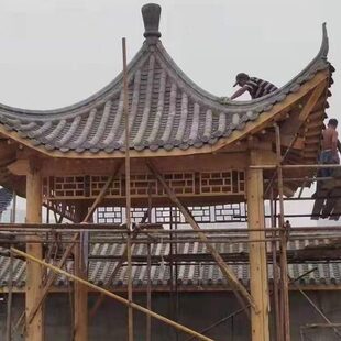 仿古配件五脊六兽屋顶装饰脊正吻翘脚中式凉亭宝顶瓦滴水六角亭