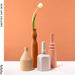 逅里Hollihom 莫兰迪陶瓷花瓶玄关装饰 插花客厅样板间摆件高级感