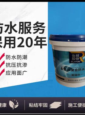鲁邦柔性Js复合防水涂料双组份房顶卫生间屋顶外墙补漏材料地下