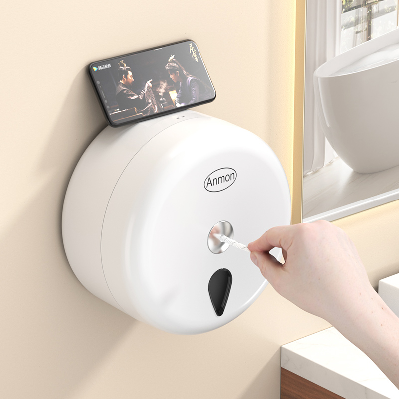 卫生间中心抽卷纸盒免打孔大盘卷纸盒H防水厕纸盒子壁挂式自动断