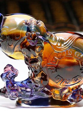 老板电脑办公桌小琉璃葫芦摆件男士高档创意水晶名片座玻璃工艺品