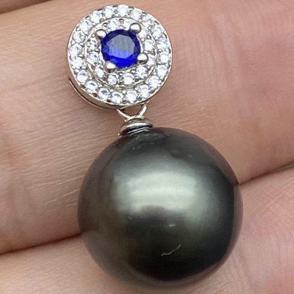 珍珠吊坠空托配件手工材料配饰蜜蜡玉石坠子托精致圆形满钻吊头新