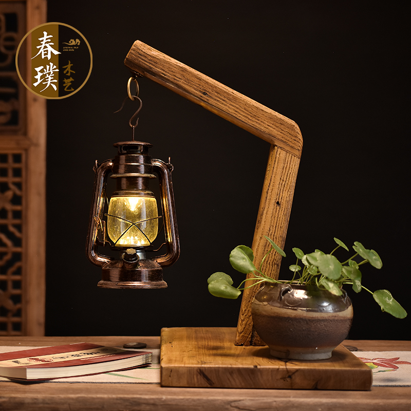 复古创意中e式实木蜡烛台烛光晚餐道具客厅装饰民宿客栈烛台摆件