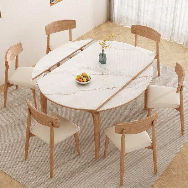 实木伸缩餐桌椅组合家用小户型方圆两用简约现代原木岩板折叠饭桌,住宅家具,岩板餐桌,淘宝优惠券,粉丝福利购,淘宝优惠卷