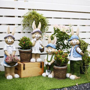 欧式兔子花盆摆件大号花园装饰户外露天阳台幼儿园农家乐创意布置