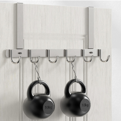 卧室门挂钩门后挂架5cm厚门 简约挂衣钩不锈钢S免打孔加长款衣帽