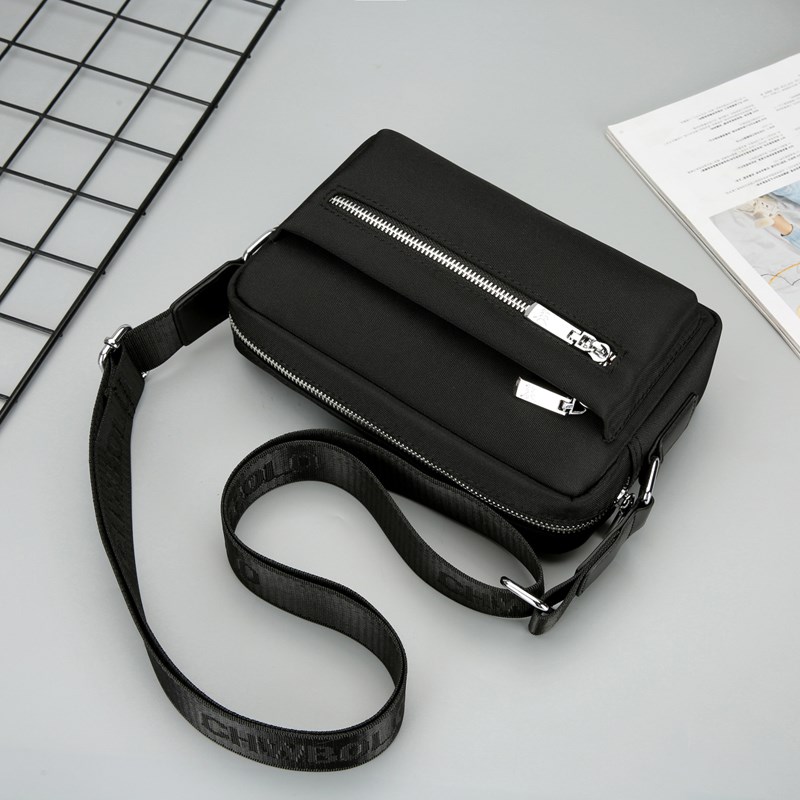 保罗男士牛e津帆布单肩包多功能防水斜跨横款休闲小背包轻便运动