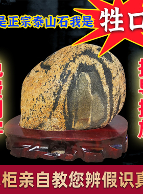 正宗泰山景区泰山l石原石入户玄关办公室靠山石实木摆件泰山石敢