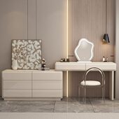 主卧全实木化妆桌床尾斗柜梳妆台一体书桌卧室收纳柜现代轻奢简约