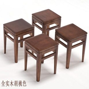 包邮全实木四方凳时尚创意方凳学生凳凳家用木凳大方凳长方凳胡桃