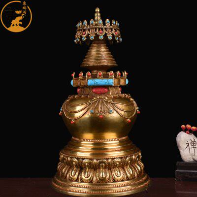 纯铜嘎当塔西藏舍利塔佛塔摆件藏密宗用品菩提宝塔噶当塔