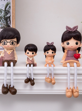 创意儿童房客厅墙面置物架布置装饰品可爱吊脚T娃娃树脂卡通摆件