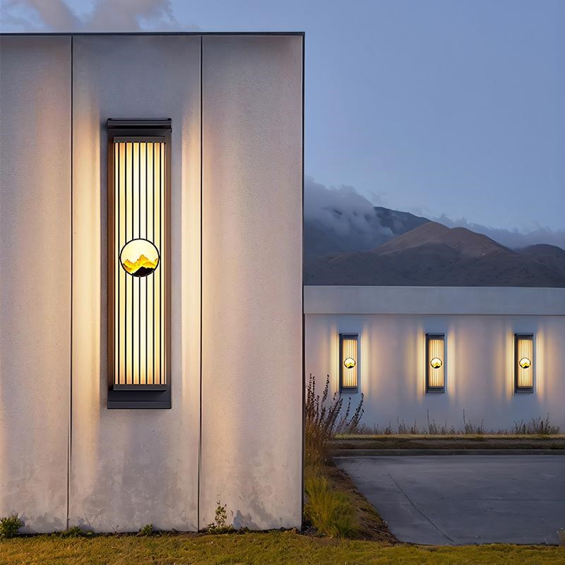 户外防水新中式壁灯别墅庭院灯太阳能室外墙大门T口阳台灯长条灯