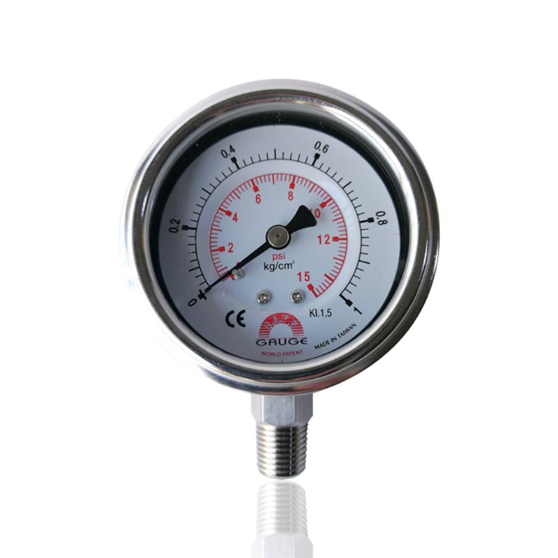 SAFE不锈钢压力表台湾华记压力表耐震充油压力表YBN63 1UKG 15PSI