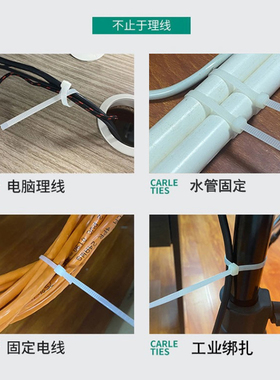 尼龙塑料扎带卡扣强力束线带绳电线捆绑带固定器自锁式白色扎线带