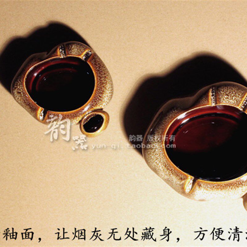 包邮 创意个性陶瓷烟灰缸 窑变烟盅 香碟灭烟器 复古大号烟缸酒店