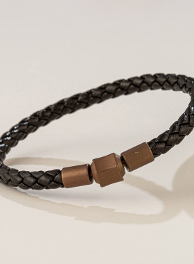 原厂铆钉版周家同款5MM粗XLy羊皮手绳转运珠成品配绳黑色男士手链