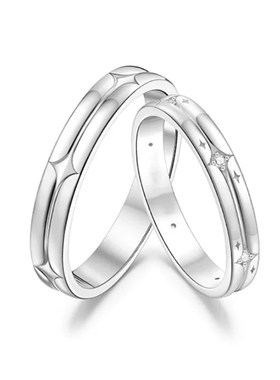 免费刻字光芒系列星爱情侣男女戒指环H一对戒开口可调节送女友礼