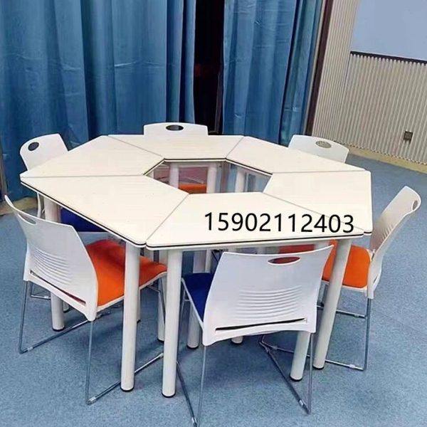 简约会议桌六边形活动桌椅团体讨论移动组合教育机构学生拼接桌子,商业/办公家具,课桌椅/学生桌椅,淘宝优惠券,粉丝福利购,淘宝优惠卷