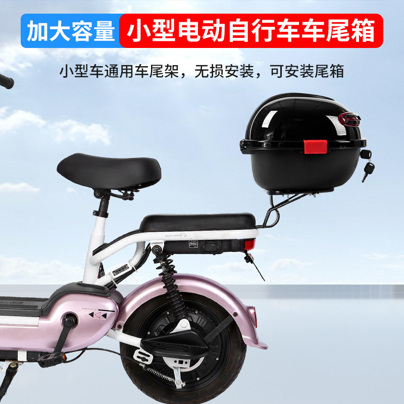新国标电动自行车后备箱支架电动自行车加厚O带锁防雨靠背尾箱改