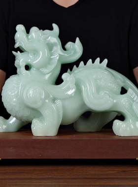 丘貔貅客厅招财工k艺品玉石中式店铺家居摆件皮大号古典摆设 聚财