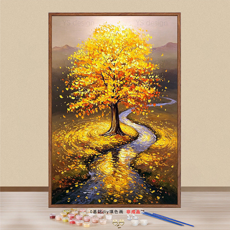 发财树福禄聚财数字油画diy填充