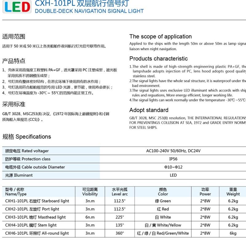 LED信号灯 船用航行信号灯 CXH1-101PL 绿色 户外防水双层右舷灯,机械设备,矿山专用设备,淘宝优惠券,粉丝福利购,淘宝优惠卷