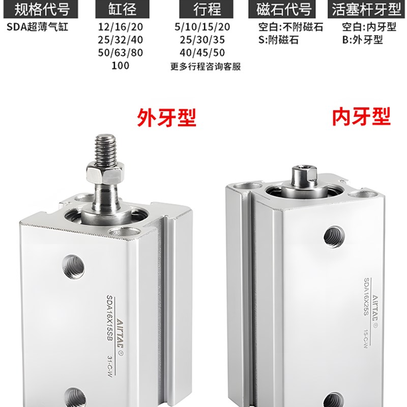 超薄型气缸  SDA16X15 SDA16X15B SDA16X15S SDA16X15SB