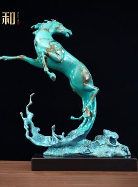 纯黄铜马摆件客厅酒柜电视柜玄关家居中式工艺礼品送礼物书房摆件