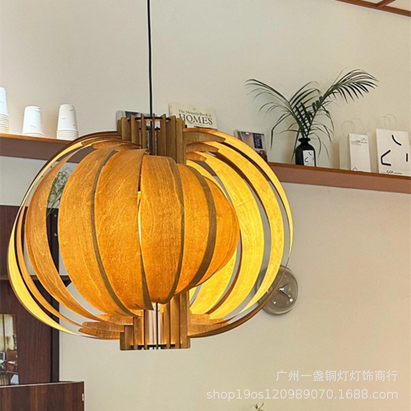 中古原木民宿月亮吊灯侘寂v风法式复古餐厅书房卧室吧台茶室灯具