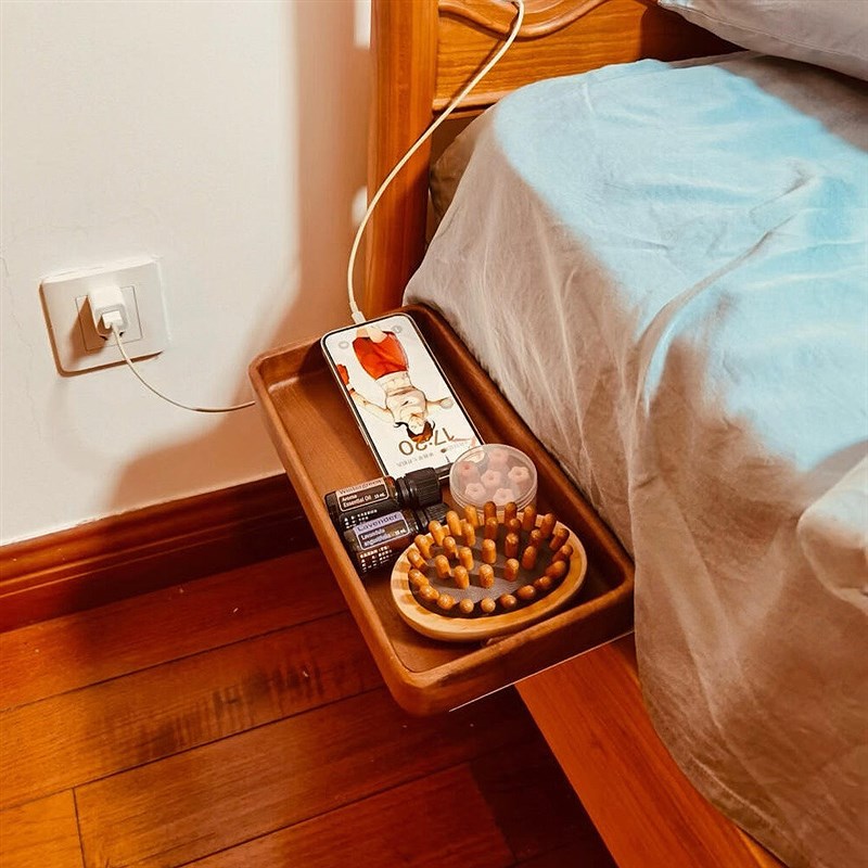 床头可折叠e置物架桌面整理床边悬空储物收纳免打孔手机水杯整理