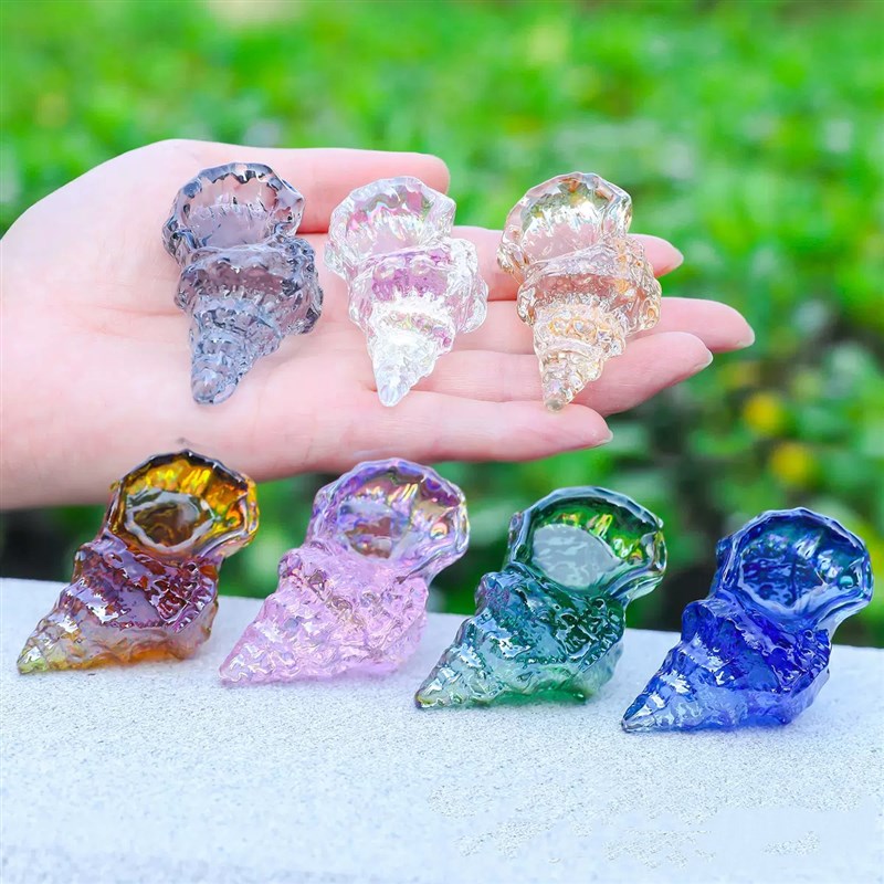 水晶工艺b品小海螺海洋动物鱼缸装饰品办公室玄关创意茶宠精致摆