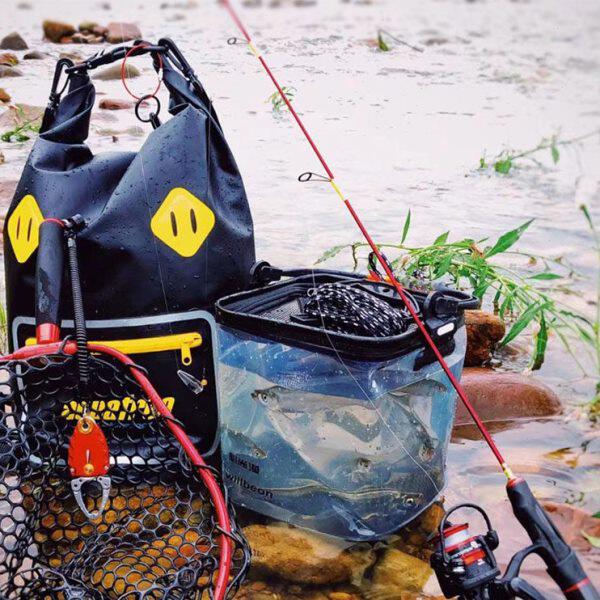 溪流鱼桶路亚透明便携活鱼桶钓鱼桶小钓箱可折叠打水桶微物鱼筒