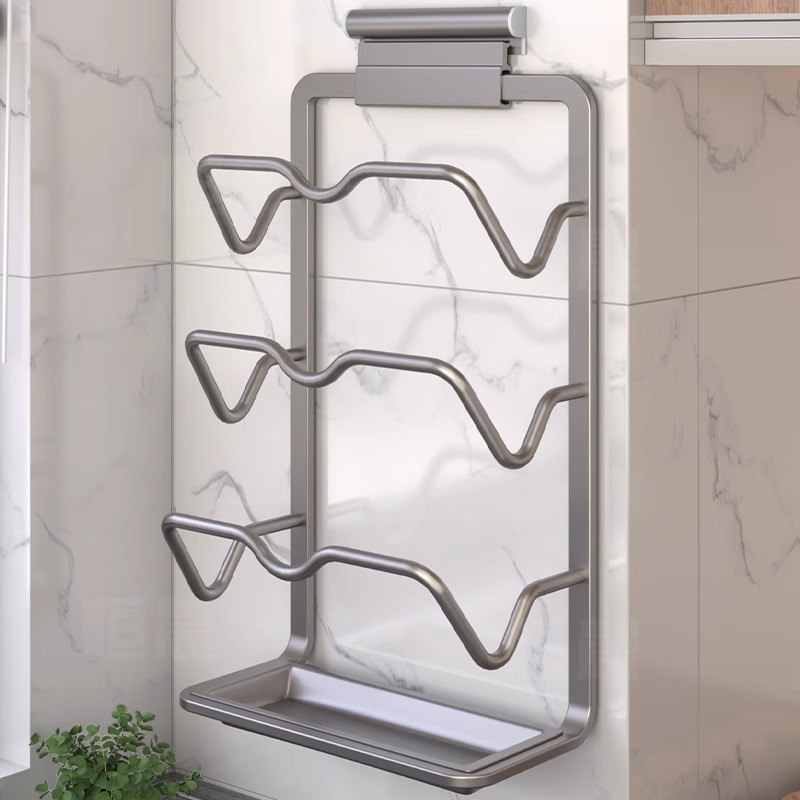 锅盖架壁挂式免打孔厨房置物架多功能家用收纳架菜U板架多层砧板