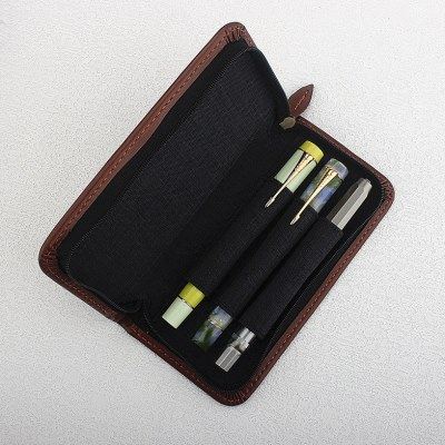 新款3支装钢笔皮包手工制作拉链钢笔收纳笔袋男士办公便携笔袋,文具电教/文化用品/商务用品,笔袋,淘宝优惠券,粉丝福利购,淘宝优惠卷