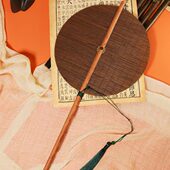 红木长柄古风腰扇可卷旋转团扇折叠竹扇麈尾扇竹篦扇 别玉容