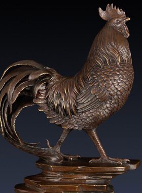 纯黄铜公鸡摆件铜制公鸡家居装饰品客厅铜鸡生肖鸡工艺品礼品摆件