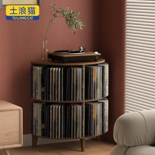 多功能黑胡桃落地黑胶唱片架大尺寸黑胶LP收纳展示架高级感收纳盒