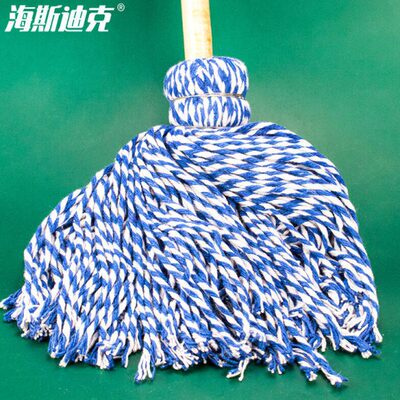 海斯迪克HK-8027传统拖把木头杆棉线布条工厂吸水拖布墩布尘推蓝
