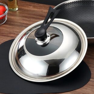 家用不锈钢炒锅盖通用盖子可视玻璃可立32cm加厚34厘米40寸蒸锅盖