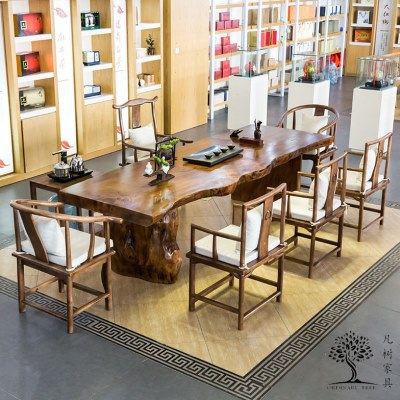 新中式实木茶桌 现公室大板茶台酒店茶楼大气接待茶桌椅组合,商业/办公家具,茶台/茶桌,淘宝优惠券,粉丝福利购,淘宝优惠卷