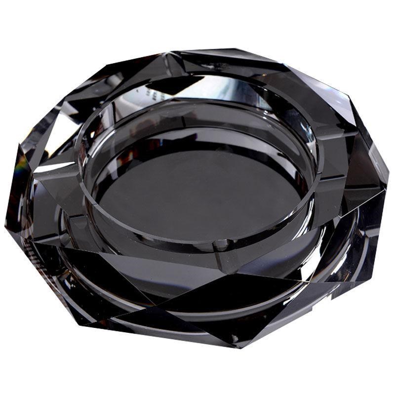 兰诗LAUTEE烟灰缸18tCM黑色水晶玻璃缸办公室酒店宾馆烟灰缸FW